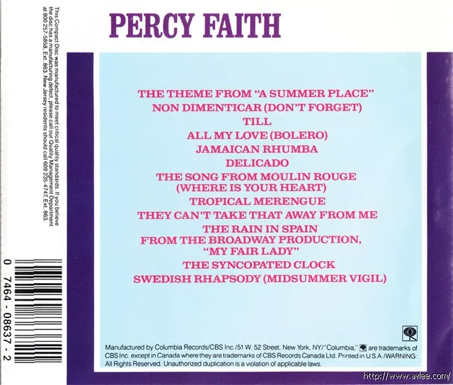 JAZZCD推荐01150 Percy Faith's Greatest Hits