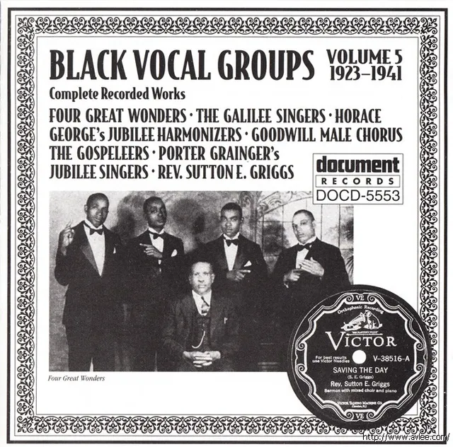 JAZZCD推荐01161 Black Vocal Groups Vol. 5 (1923-1941)